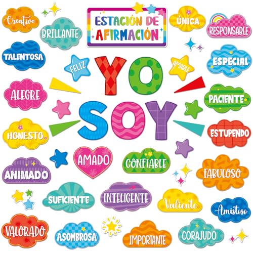 Gersoniel 44-Piece Spanish Affirmation Station Bulletin Board Set, Colorful