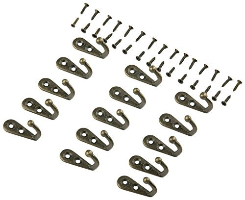 Yansanido 24 Pack Mini Vintage Bronze Double Hole Metal Door Hooks with Screws