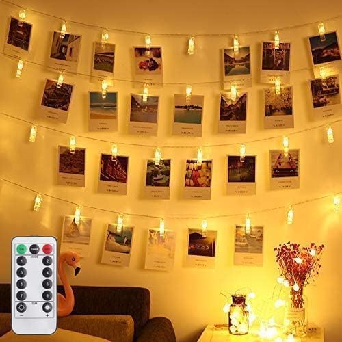 Skiennix LED Photo Clip String Lights - 40 Warm White Fairy Lights for Photos & Artwork | 14 Feet