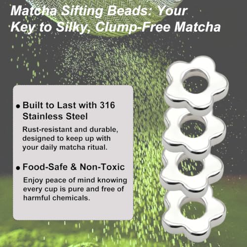 Matcha Sieve 4-Pack Flower-Shaped Stainless Steel Fine Mesh Sifters for Tea & Baking