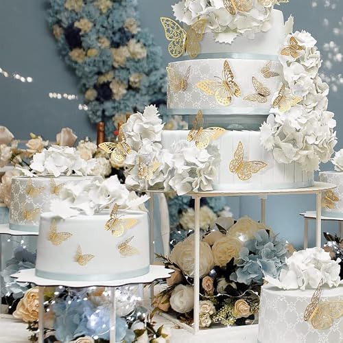 36-Pack Gold 3D Butterfly Cake Toppers for Weddings & Birthdays