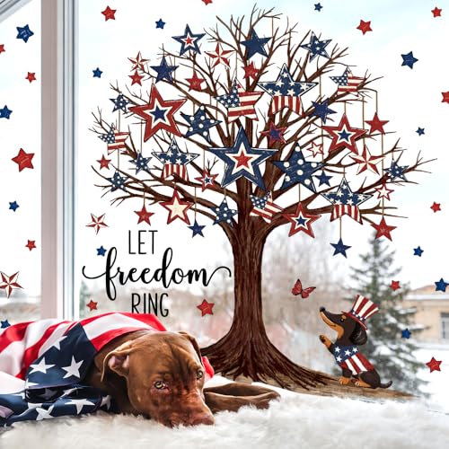 Reusable 4th of July Window Clings - Patriotic Tree Stickers