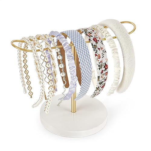 Dahey Gold Headband Holder Organizer for Women & Girls, Hair Hoop & Bows Storage