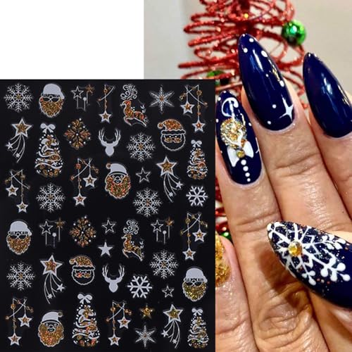 Christmas Nail Stickers 9 Sheets 3D Self-Adhesive Holiday Nail Art Decals