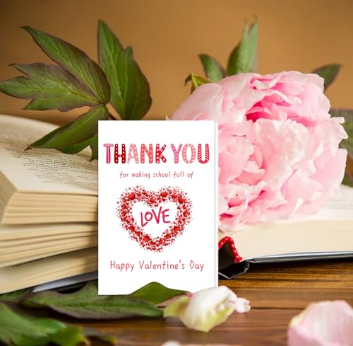 Teacher Valentine's Day Cards with Envelopes - 4x6 Appreciation Gifts
