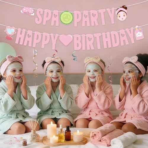 Pink Spa Birthday Banner - Spa Party Decorations for Girls
