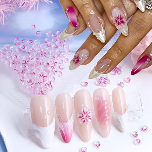 Clear Resin Flower Nail Charms 3D Floral Petal Supplies 150 Pcs