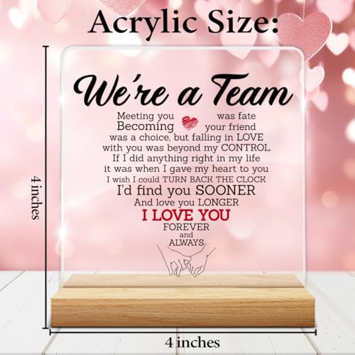 Love Heart Acrylic Sign for Couples - Romantic Desk Decor Plaque