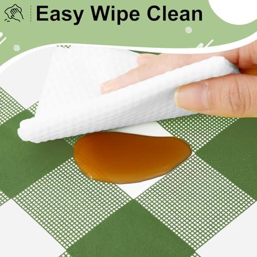 3-Pack Sage Green Checkered Disposable Tablecloths - 54x108 Inch Waterproof Plastic Covers for Parties & Picnics