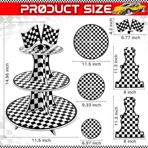 Pangu 2-Pack Race Car 3-Tier Cupcake Stand for Racing Theme Birthday Parties