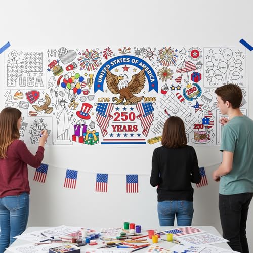 Giant 250 Years Patriotic Coloring Poster - 31x72 Inches