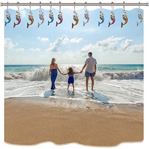 Mermaid Shower Curtain Hooks - Vintage Nautical Design, Set of 12