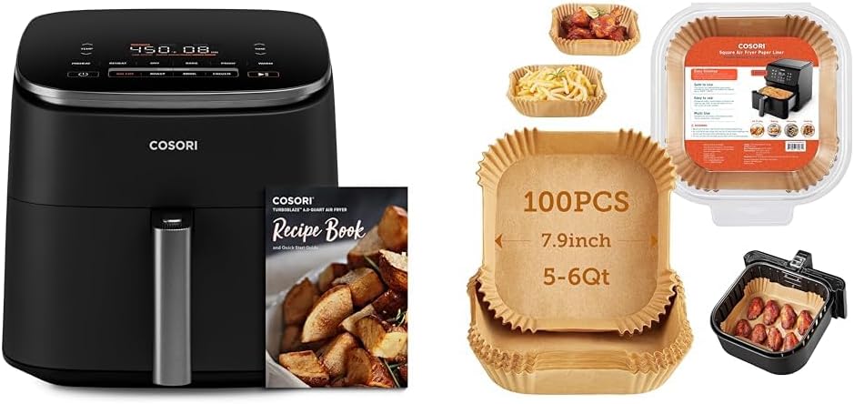 COSORI Air Fryer - TurboBlaze 6.0-Quart Compact Air Fryer with Roasting Function & Liners