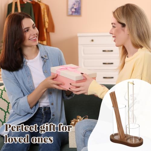 Brown 2-in-1 Glass Incense Holder with Ash Collector for Meditation