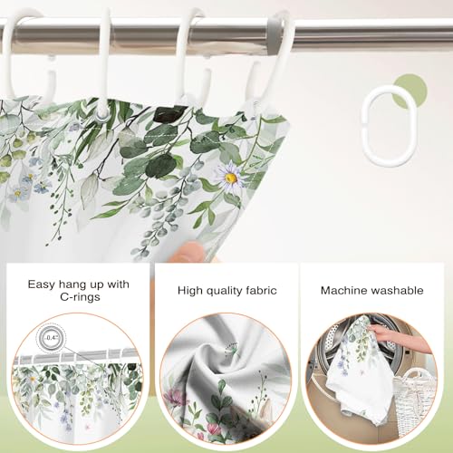 Lindameler Easter Bunny Shower Curtain - Waterproof Floral Design, 72x72