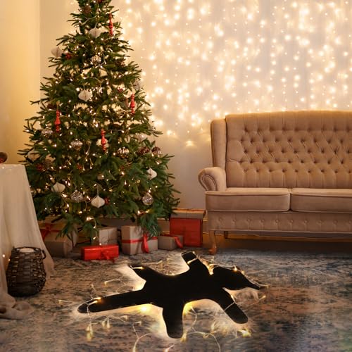 Light Up Fried Cat Rug with String Lights - Christmas Decorations, Warm Light