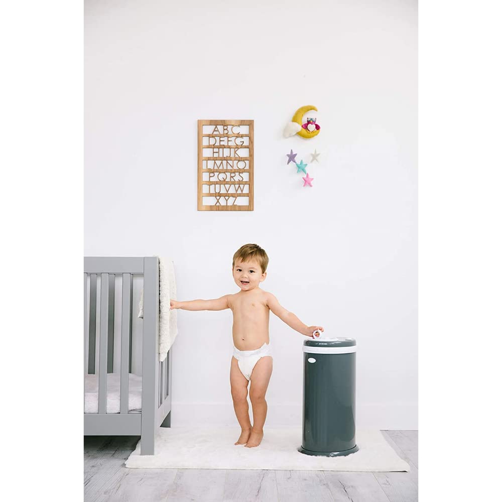 Ubbi Steel Diaper Pail - Odor Locking Design, No Special Bags Needed | Award-Winning Slate Color