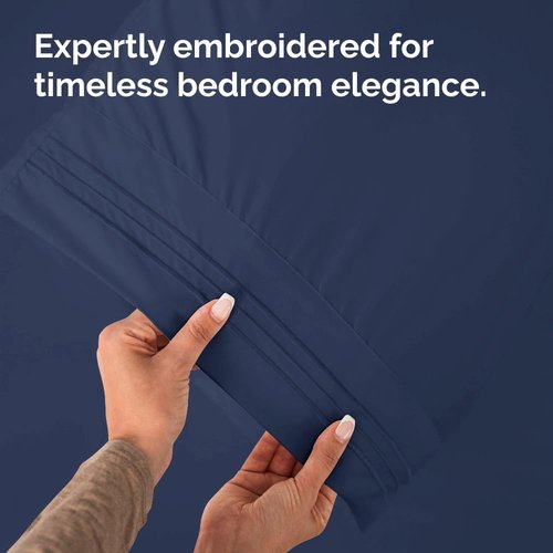 King Standard Pillow Cases - Soft Hotel Quality Pillowcase Covers | 4-Piece Set in Navy Blue - Machine Washable