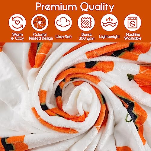 Halloween Pumpkin Face Throw Blanket - 60"x50" Soft Flannel Fleece