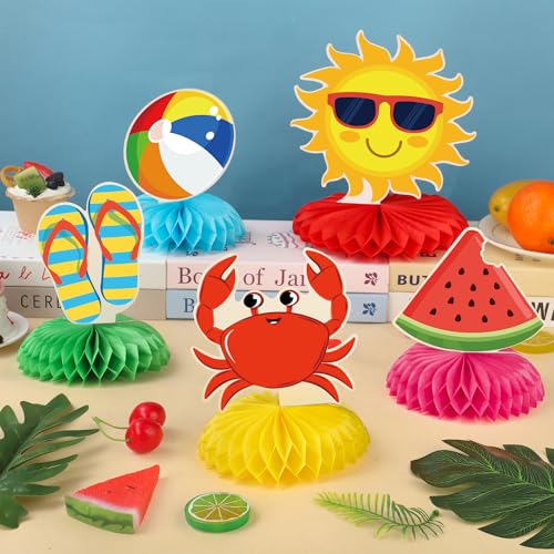 12 Pcs Beach Party Honeycomb Centerpieces for Summer Decor