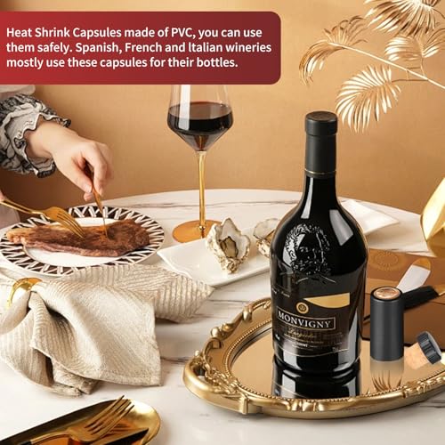 60pc Wine Bottle Sealer Kit: 30 Cork Stoppers and 30 Heat Shrink Capsules