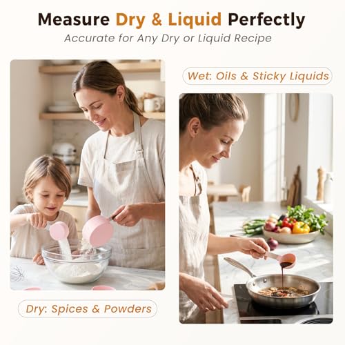 15-Piece Measuring Cups and Spoons Set with Stainless Steel Handles - Colorful & Durable