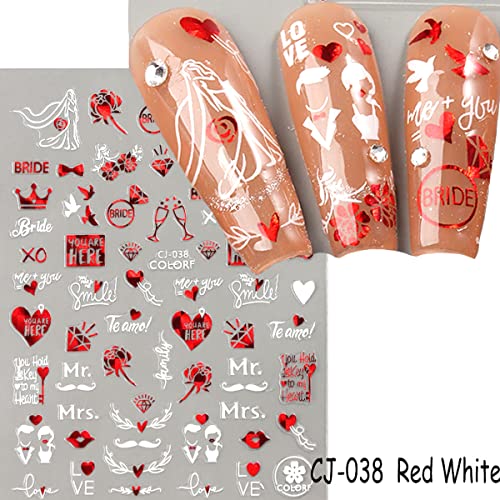 KASUWA Valentine's Day 3D Self-Adhesive Nail Art Stickers Decals
