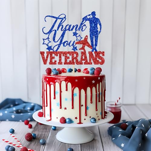 Thank You Veterans Cake Topper | Patriotic Party Decoration