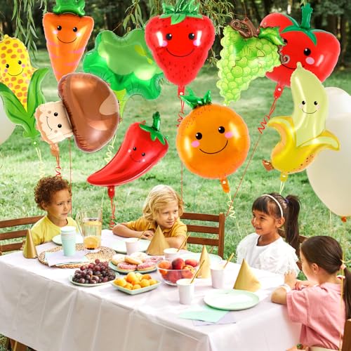 10 Pcs Fruit and Vegetable Foil Balloon Set for Party Decorations