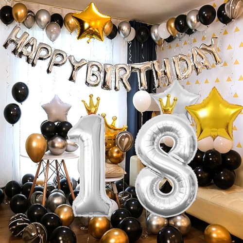 40 Inch Silver 18 Crown Balloon Set for Birthday & Wedding