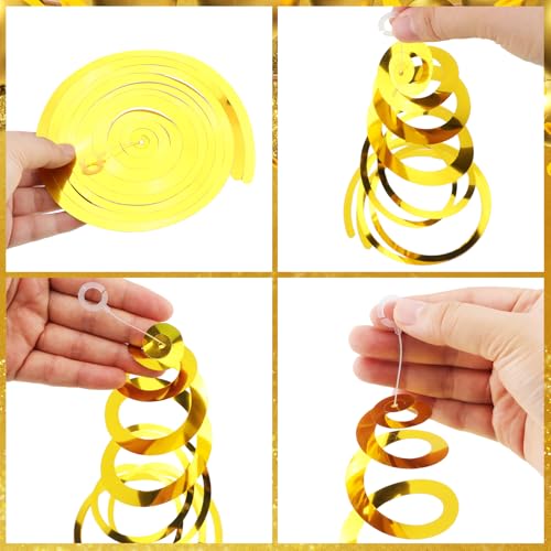 Happy Golden Birthday Banner with Metallic Foil Swirls