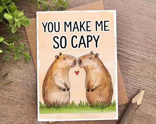 You Make Me So Capy Card - Funny Anniversary Card for Capybara Lovers