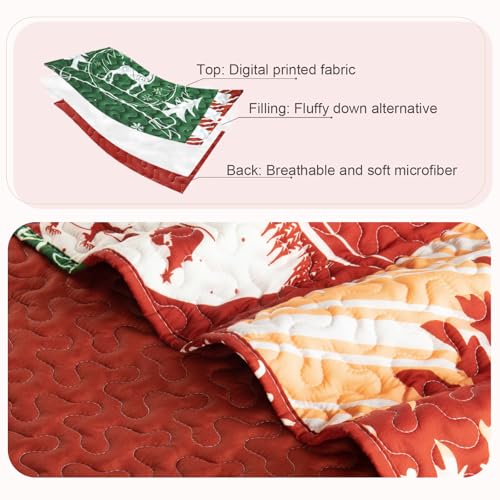 Happy Christmas California King Size Quilt Set - Extra Soft Floral Bedspread