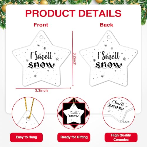 I Smell Snow Ceramic Christmas Ornament - Star Shape Gift