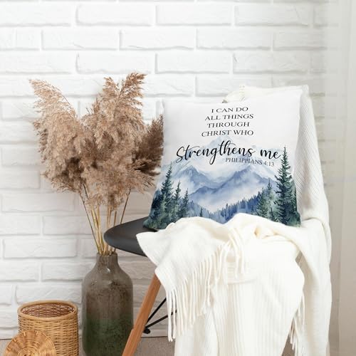 18x18 Christian Quote Decorative Throw Pillow Cover - I Can Do All Things