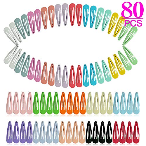 JIARON 80 Pcs 2 Inch Metal Hair Barrettes - Non-Slip Snap Clips in 20 Colors for Girls and Women