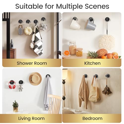 SUNBAK Heavy Duty Suction Cup Hooks - Waterproof Stainless Steel, 4 Pack
