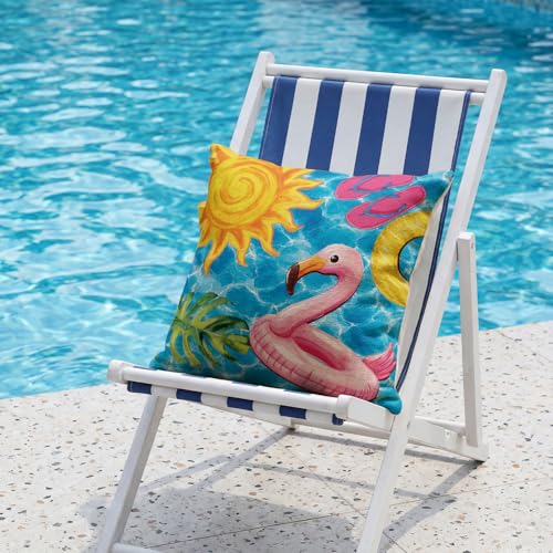 AVOIN Summer Flamingo Throw Pillow Covers 18x18, Waterproof Set of 2