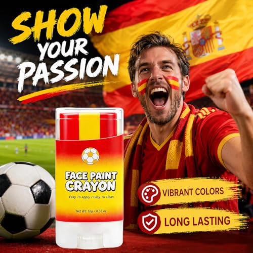 Lulesi Spain Flag Face Paint Stick - Sweat-Proof Sports Body Paint
