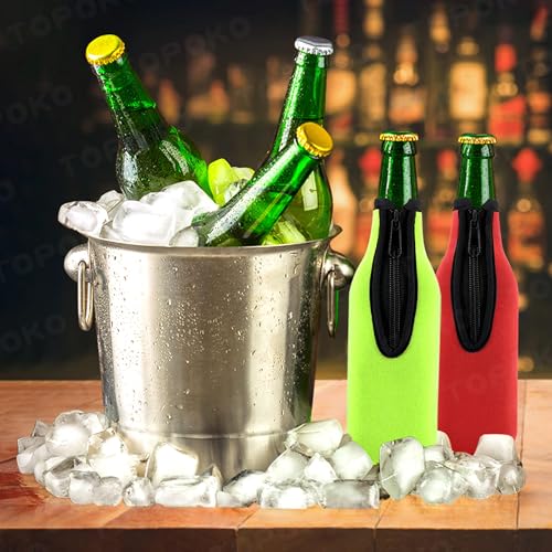 TOPOKO Set of 4 Color Beer Bottle Insulator Sleeves - Keeps Drinks Cold & Hands Warm