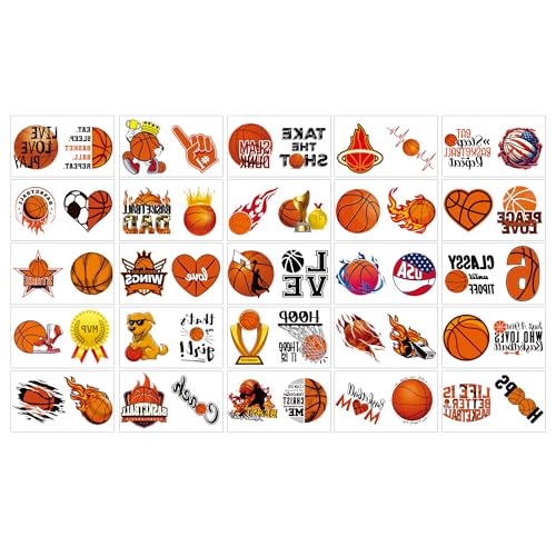 Basketball Temporary Tattoos - Waterproof Sports Party Favors 100 Sheets