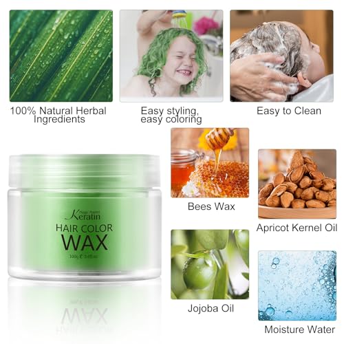 Magic Master Keratin Temporary Hair Color Wax Emerald Green 3.4 Fl Oz