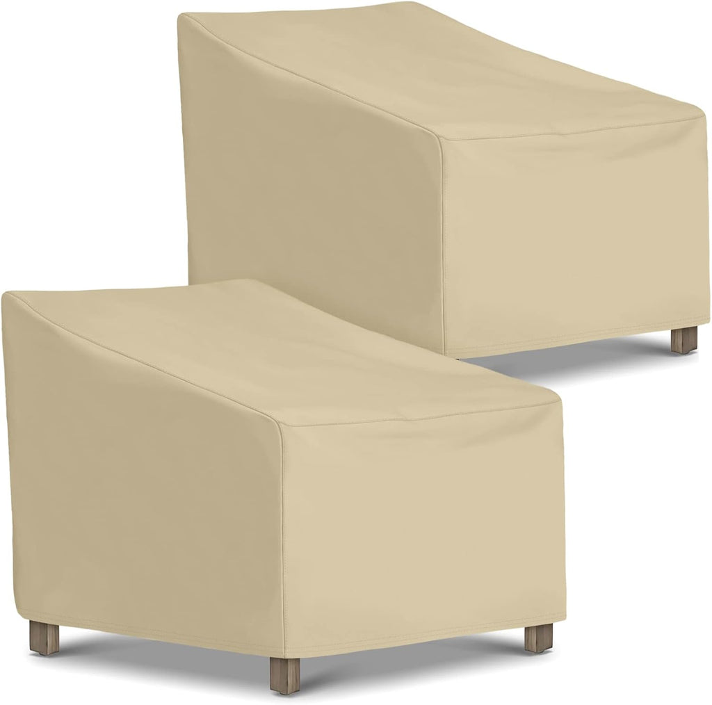 SunPatio Outdoor Chair Covers - Heavy Duty Waterproof Protection | 2 Pack, Beige, 34" W x 37" D x 36"/25" H