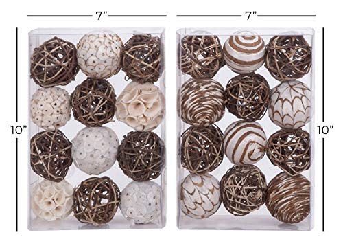 Deco 79 Dried Plant Handmade Decorative Ball Orbs & Vase Filler with Varying Designs, Set of 2 10"H, 7"W, Brown