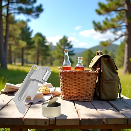 Tustao Stainless Steel Folding Can Opener and Bottle Opener Keychain