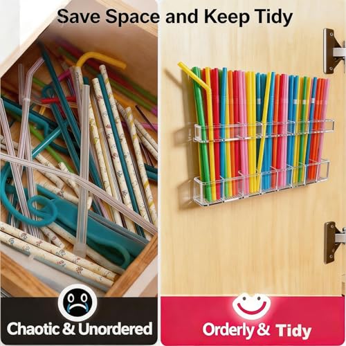 Clear Acrylic Straw Holder Organizer – Removable & Washable Cabinet Storage Rack