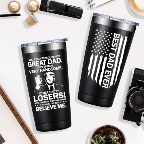 Dad Gifts from Daughter Son - Best Dad Ever 20oz Tumbler Cup - Black Variation
