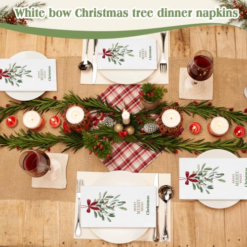 Christmas Paper Napkins Mistletoe Design - 100 Pack Holiday Disposable Napkins