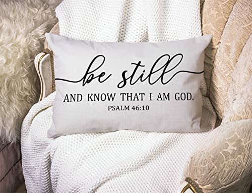 Solekla Psalm 46:10 Bible Verse Lumbar Pillow Cover Jcp201 12x20 Inch Decor