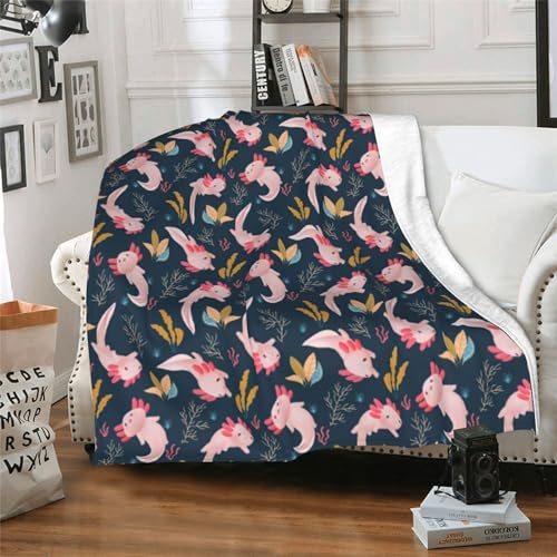 Axolotl Blanket - Soft Flannel Throw for Kids & Adults, 40x50 Inch